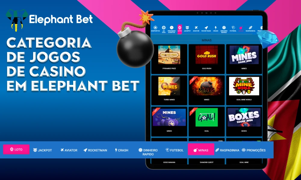 Categoria de jogos de casino em Elephant bet