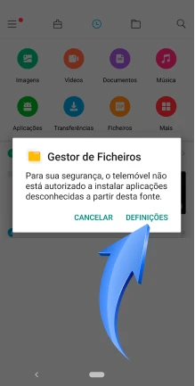 Conceda à aplicação todas as permissões solicitadas